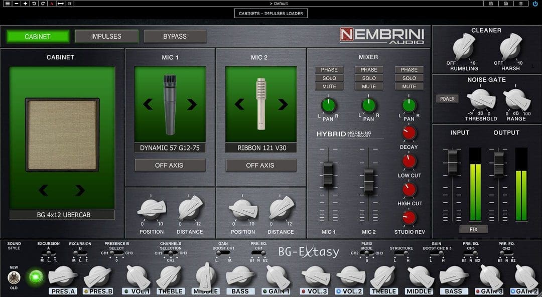 Nembrini-Audio-BG-Extasy Boutique Guitar Amplifier virtual cabinets and mics, plus IR loader