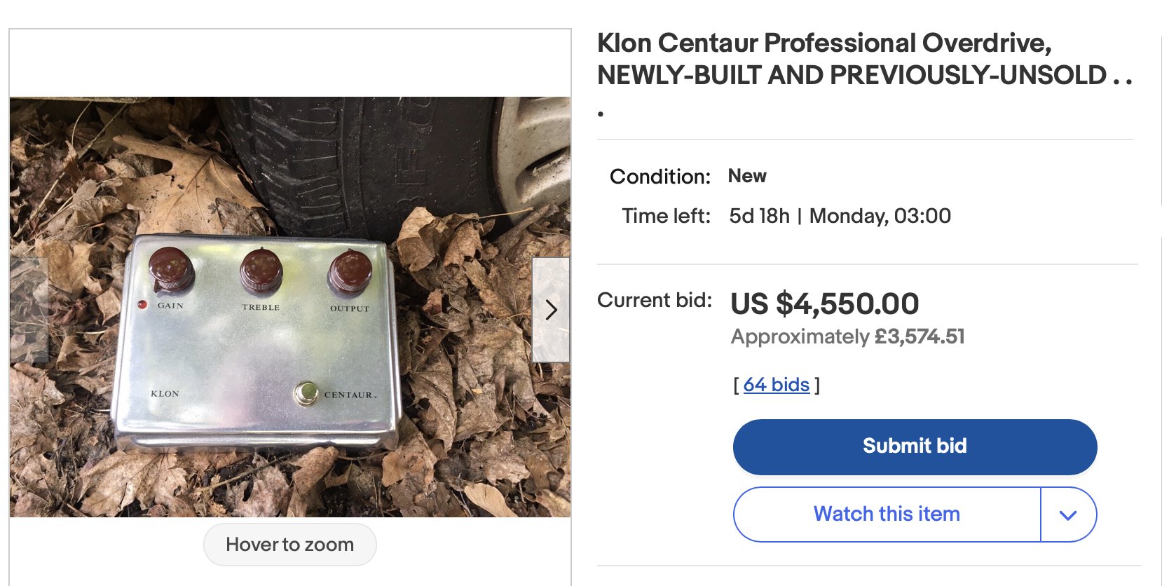 Klon eBay listing