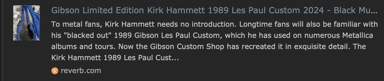 Fade to Black -LEAK: Gibson Kirk Hammett 1989 Les Paul Custom